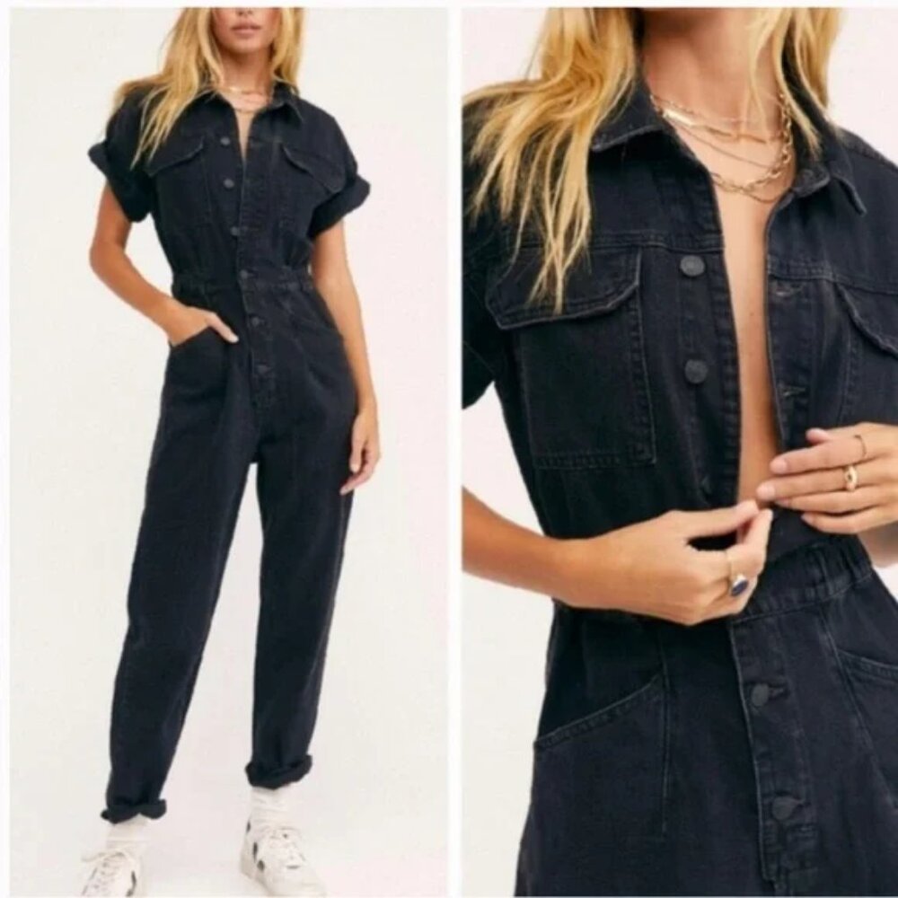 Free People We the Free Marci Denim Utility Jumpsuit